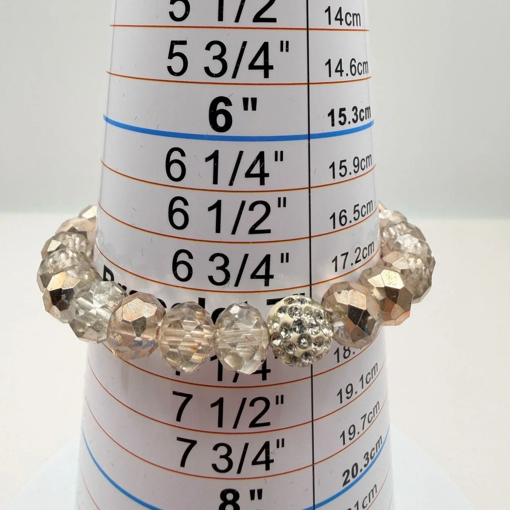Vintage Y2K Erimish Silver Tone Stretch Beaded Bracelet Women's Classic Jewelry‎